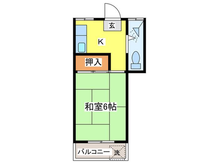 スプリングス・ハイム(1K/2階)の間取り写真