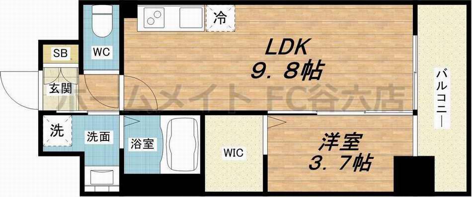 グランバース福島(1LDK/1階)の間取り写真