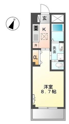 サンプレス八筋(1K/2階)の間取り写真
