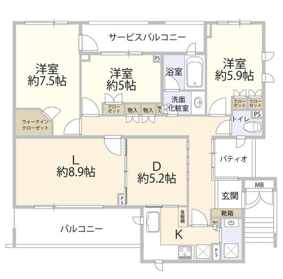 グラン・ペルフェクティオ(3LDK/2階)の間取り写真