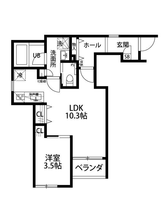 DWELL天神尾(1LDK/1階)の間取り写真