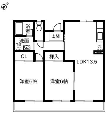 ハイツリッチモンドA棟(2LDK/4階)の間取り写真
