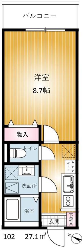 REVENE小倉(1K/1階)の間取り写真