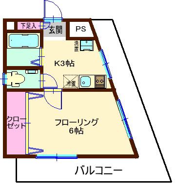 スノーベル豊町(1K/5階)の間取り写真