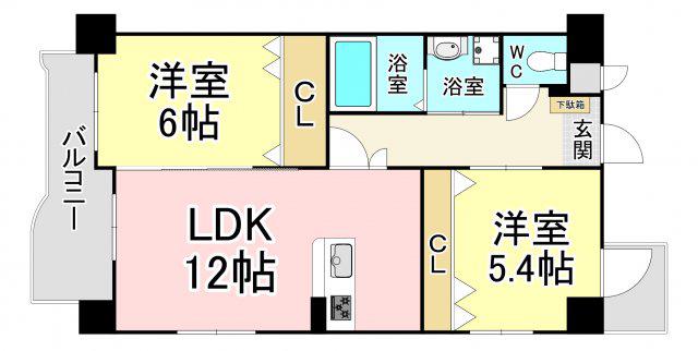 ノーブル三ヶ森(2LDK/3階)の間取り写真