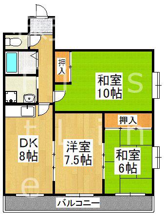 KAWANAKAマンション(3DK/2階)の間取り写真