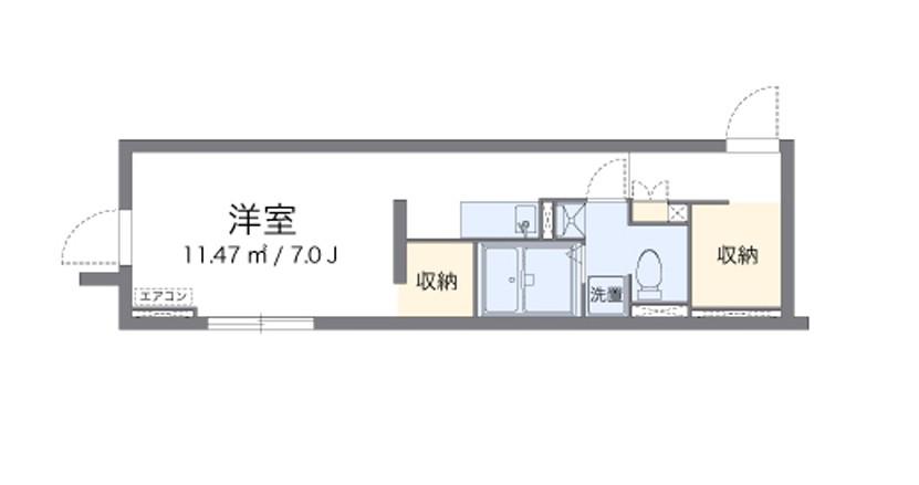 アルクニュースデイ(ワンルーム/1階)の間取り写真
