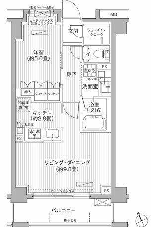 メゾンカルム市谷仲之町(1LDK/3階)の間取り写真