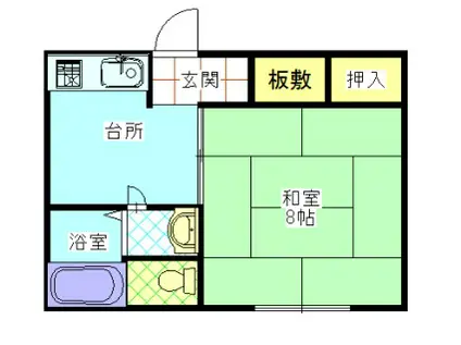 コーポ白鳥 1K(1K/2階)の間取り写真
