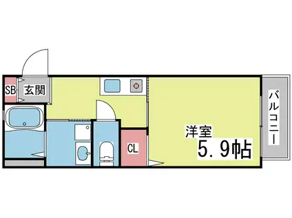 ハイ・ベックスII(1K/2階)の間取り写真