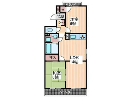 山本マンション(2LDK/2階)の間取り写真
