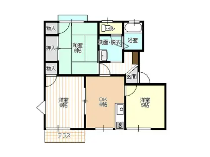 緑の森ハイツ(3DK/1階)の間取り写真