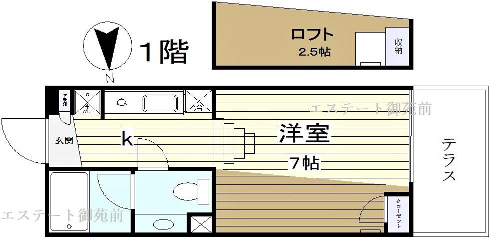 レジデンスコーワ109(ワンルーム/1階)の間取り写真