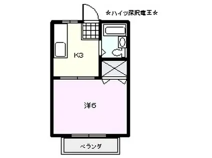 深沢ハイツ竜王(1K/2階)の間取り写真