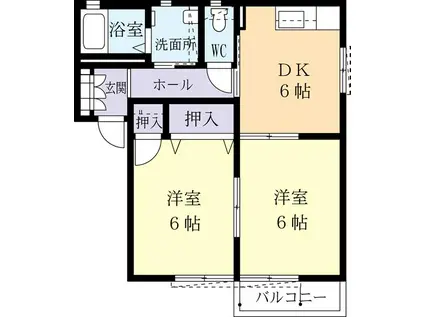 ファーストスクエアA(2DK/2階)の間取り写真