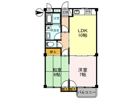 サミュゼアパルトゥモン(2LDK/2階)の間取り写真