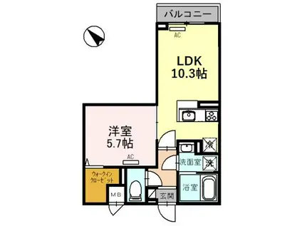 けやき通レジデンス(1LDK/3階)の間取り写真