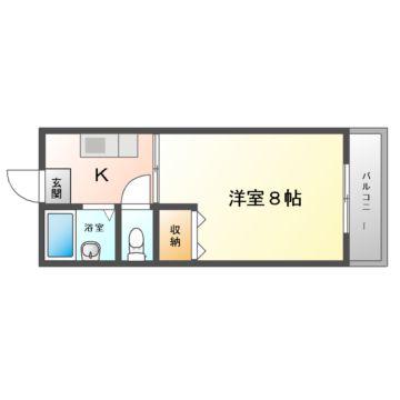 Mプラザ竜田通(1K/2階)の間取り写真