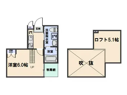 ウエストナイン中書島(1K/1階)の間取り写真