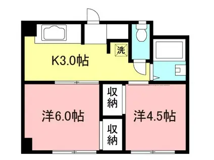 千代田館新館(2K/3階)の間取り写真