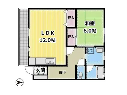 メゾン萩野(1LDK/2階)の間取り写真