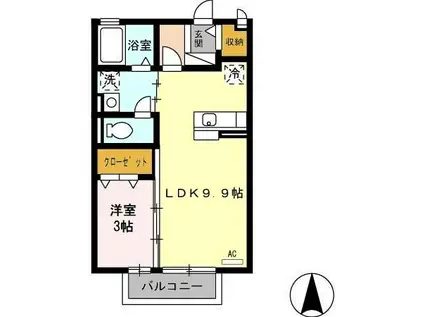 D-GARDEN神崎(1LDK/2階)の間取り写真