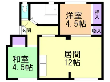 スカイレジデンス(2LDK/3階)の間取り写真