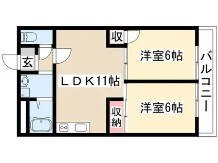 レヂデンス社台(2LDK/3階)の間取り写真