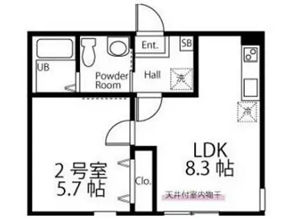 ハーミットクラブハウス桜木町JIN(1LDK/2階)の間取り写真
