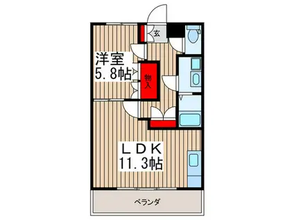 フローラルレジデンス(1LDK/2階)の間取り写真
