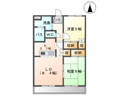 エバーハイツYASUDA(2LDK/2階)の間取り写真
