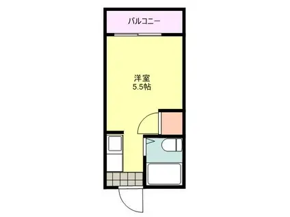 田中アパート(ワンルーム/2階)の間取り写真