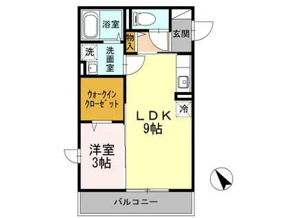 ハイツMEGUMI(1LDK/3階)の間取り写真