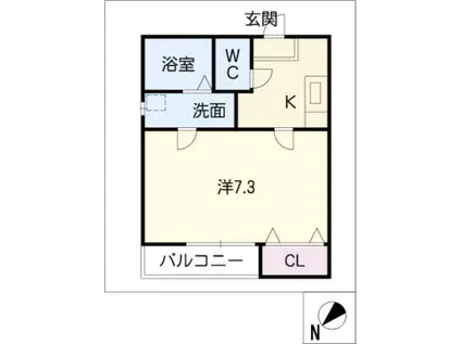 クレフラスト内田橋B棟(1K/1階)の間取り写真
