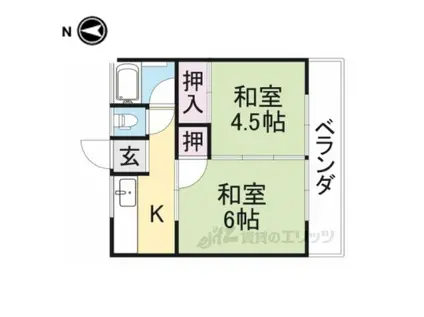 さわらび荘(2DK/2階)の間取り写真