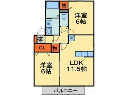 ロジュマンミヤカイドウA(2LDK/2階)の間取り写真