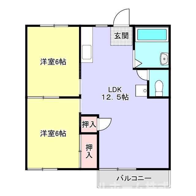 タウニー新栄(2LDK/2階)の間取り写真