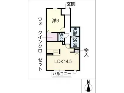 セレッソ上飯田 N棟(1LDK/2階)の間取り写真