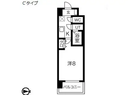 リヴィアス神戸SOLEIL(1K/9階)の間取り写真