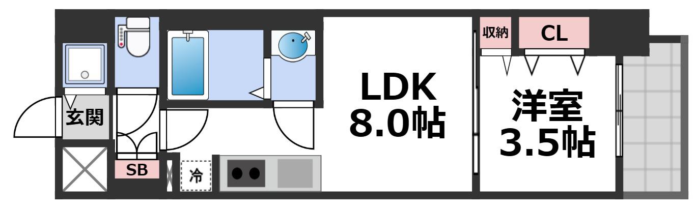リアライズ南巽(1LDK/5階)の間取り写真
