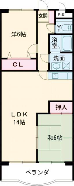 サンアルカディアS(2LDK/4階)の間取り写真