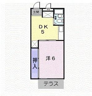 シティハイツさち(1DK/1階)の間取り写真