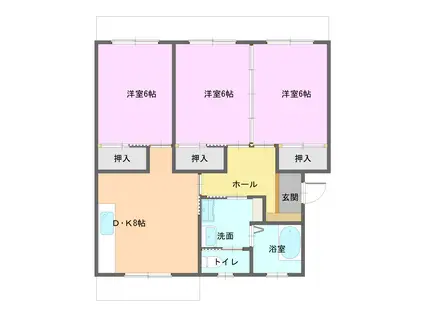 エルワンマンション(3DK/2階)の間取り写真