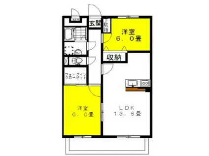 シティコートII(2LDK/3階)の間取り写真