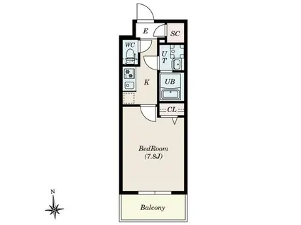 S-RESIDENCE尾頭橋BEAUTE(1K/2階)の間取り写真