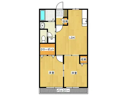 ハイムK&M(2LDK/2階)の間取り写真