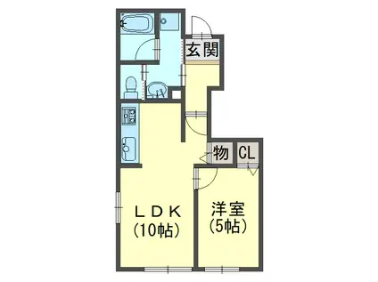 エクセルコートI(1LDK/1階)の間取り写真