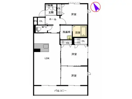MASTメゾン尾ノ上(3LDK/3階)の間取り写真