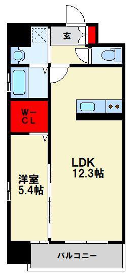 MUU.黒崎(1LDK/9階)の間取り写真