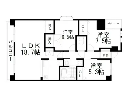 アルモード京都西院(3LDK/2階)の間取り写真
